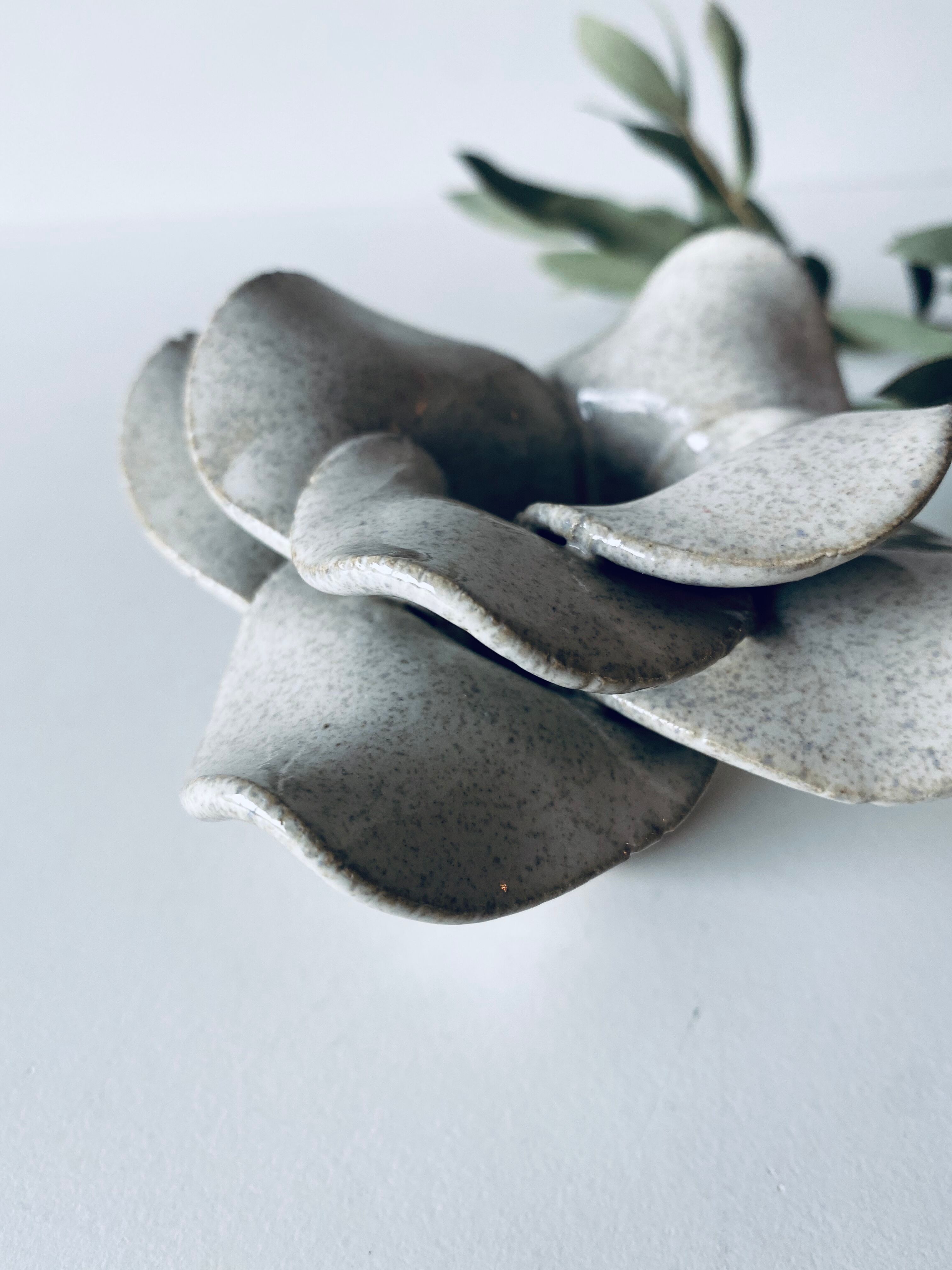 Ceramic flower candle holder signed