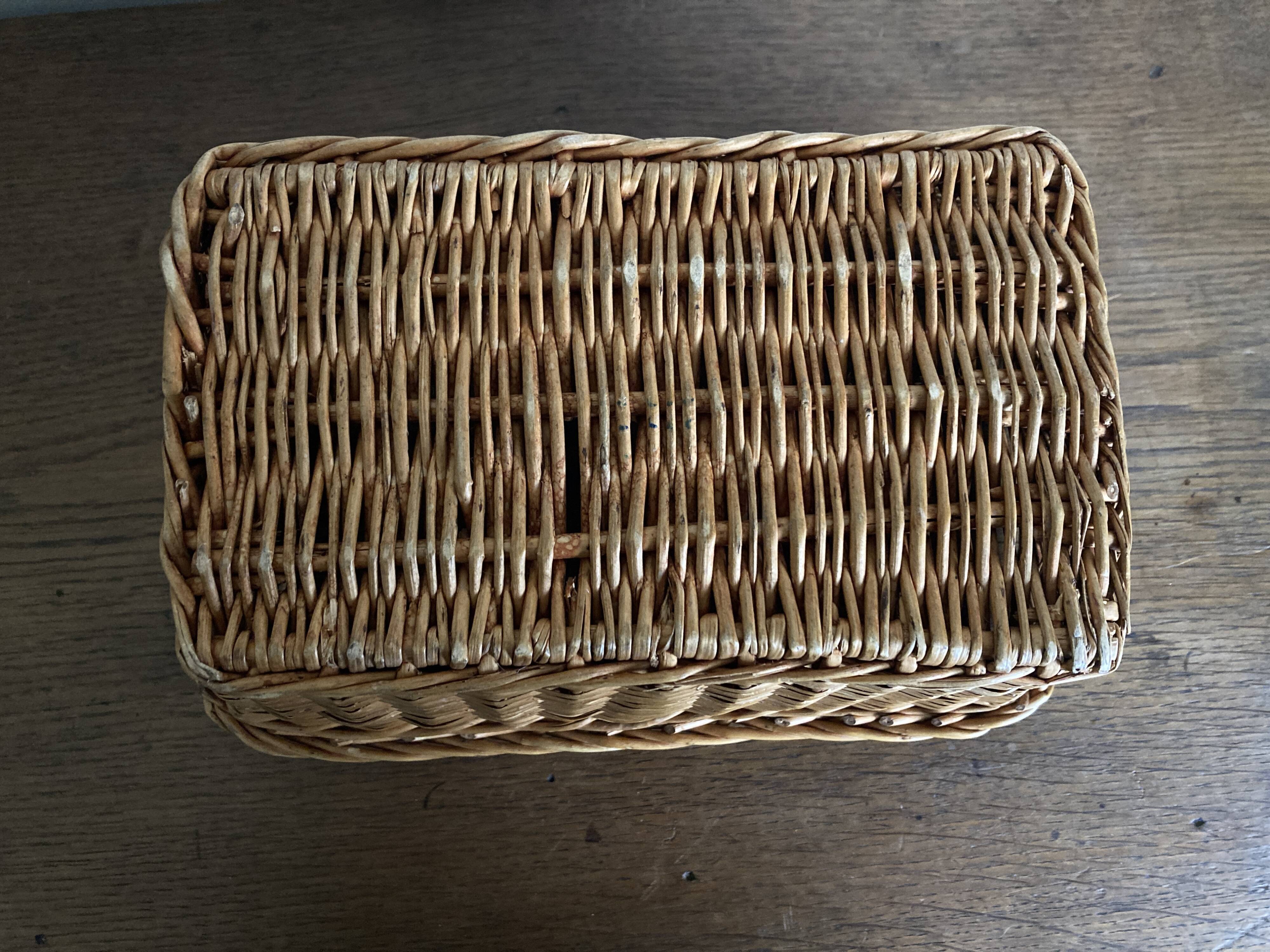 Antique rattan storage basket by basket makers XS
