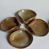Eight ramekins"shells"vintage enamelled potter's sandstone