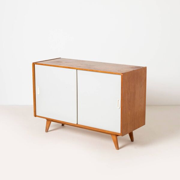 1 sur 2 buffet Jiri Jiroutek avec porte coulissante, Tchécoslovaquie, années 1960