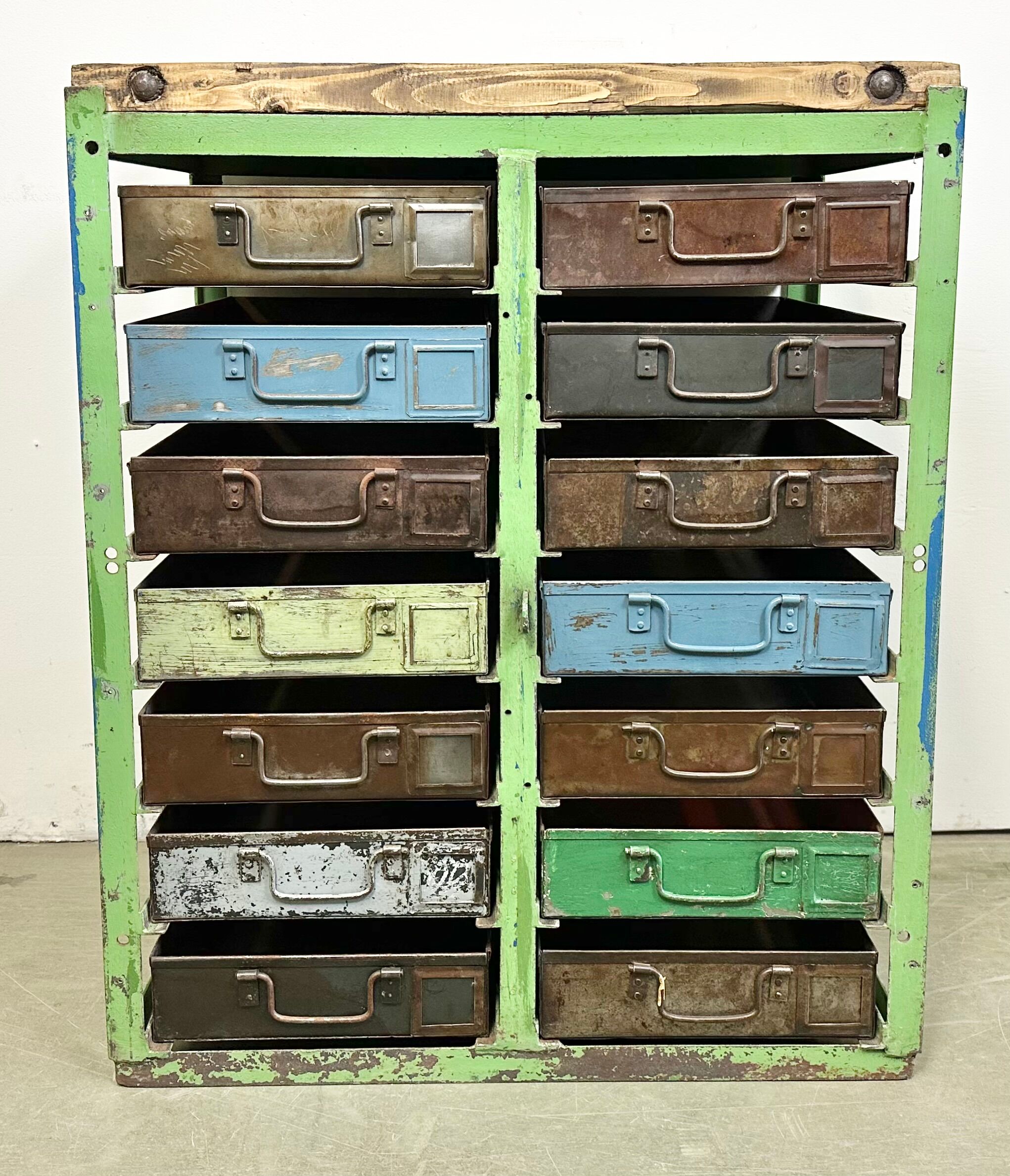 Vintage industrial iron chest of drawers, 1950s