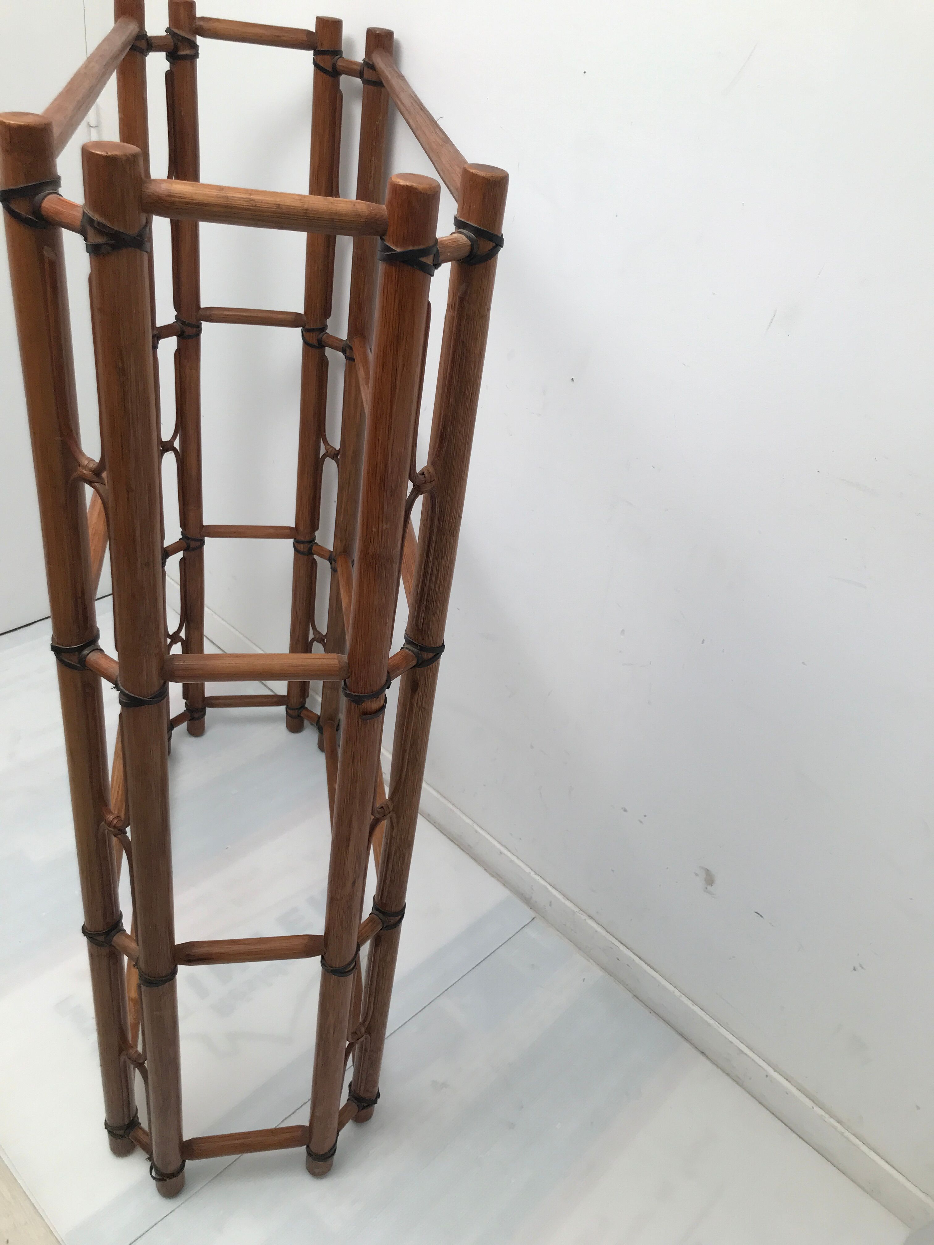 Bamboo and vintage leather storage