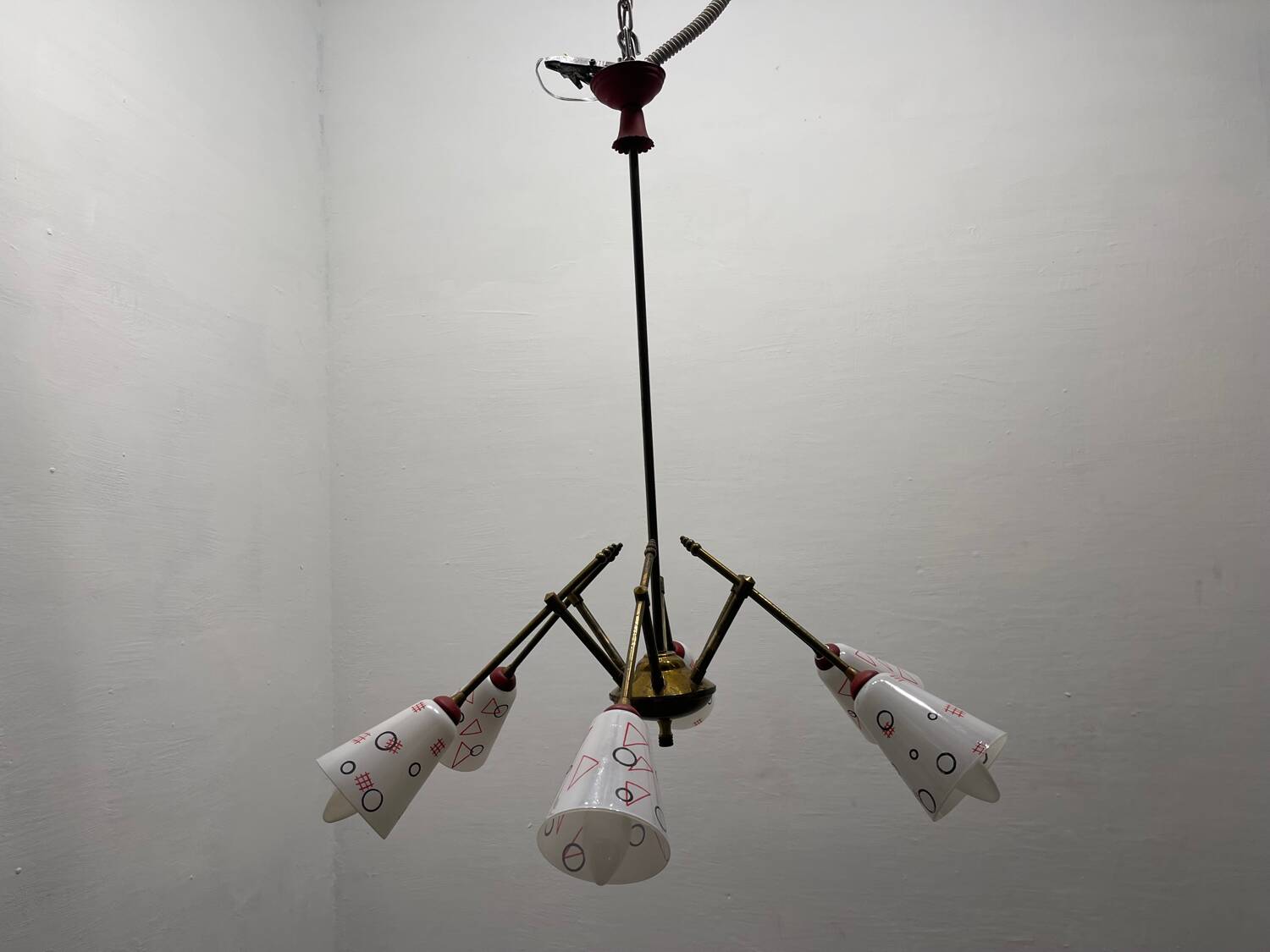 Italian Geometric Bronze chandelier 1950’s