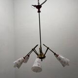 Italian Geometric Bronze chandelier 1950’s