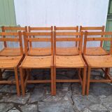 Set of 8 pine chairs
