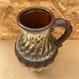 Antique west germany ceramic pitcher brown beige vintage