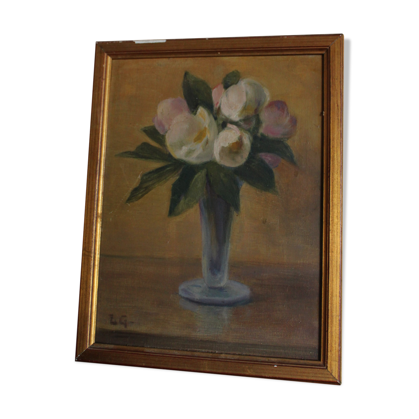 Huile sur bois "bouquet de fleurs"