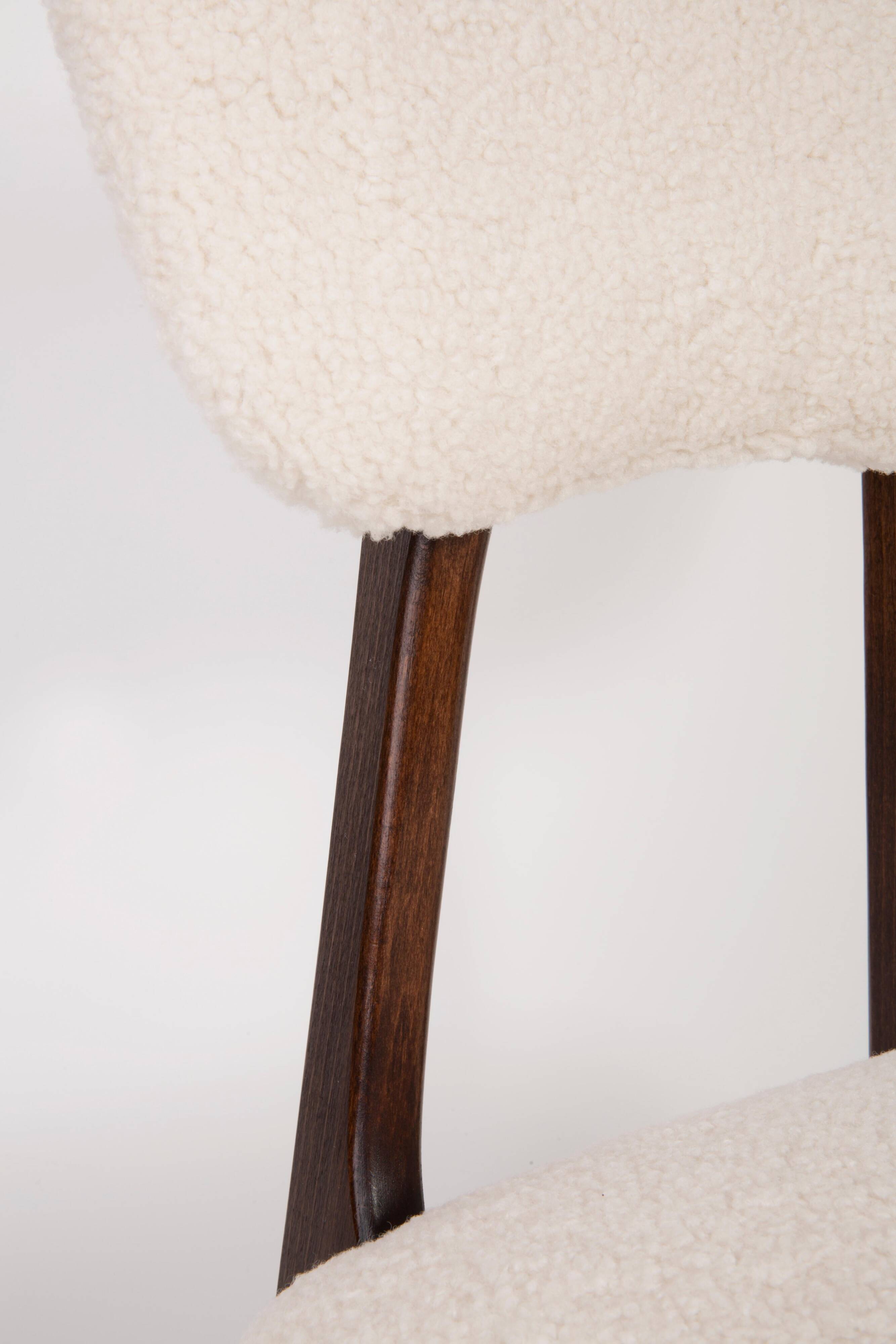 Mid-century modern chair in light cream boucle, 1960s