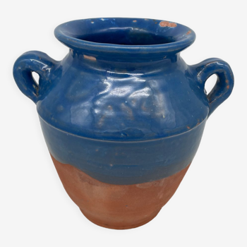 20th century glazed blue terracotta confit pot