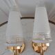 Pair of glass and gilded metal sconces 50s
