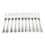 Set of 11 christofle forks in silver metal, spartours model
