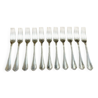 Set of 11 christofle forks in silver metal, spartours model
