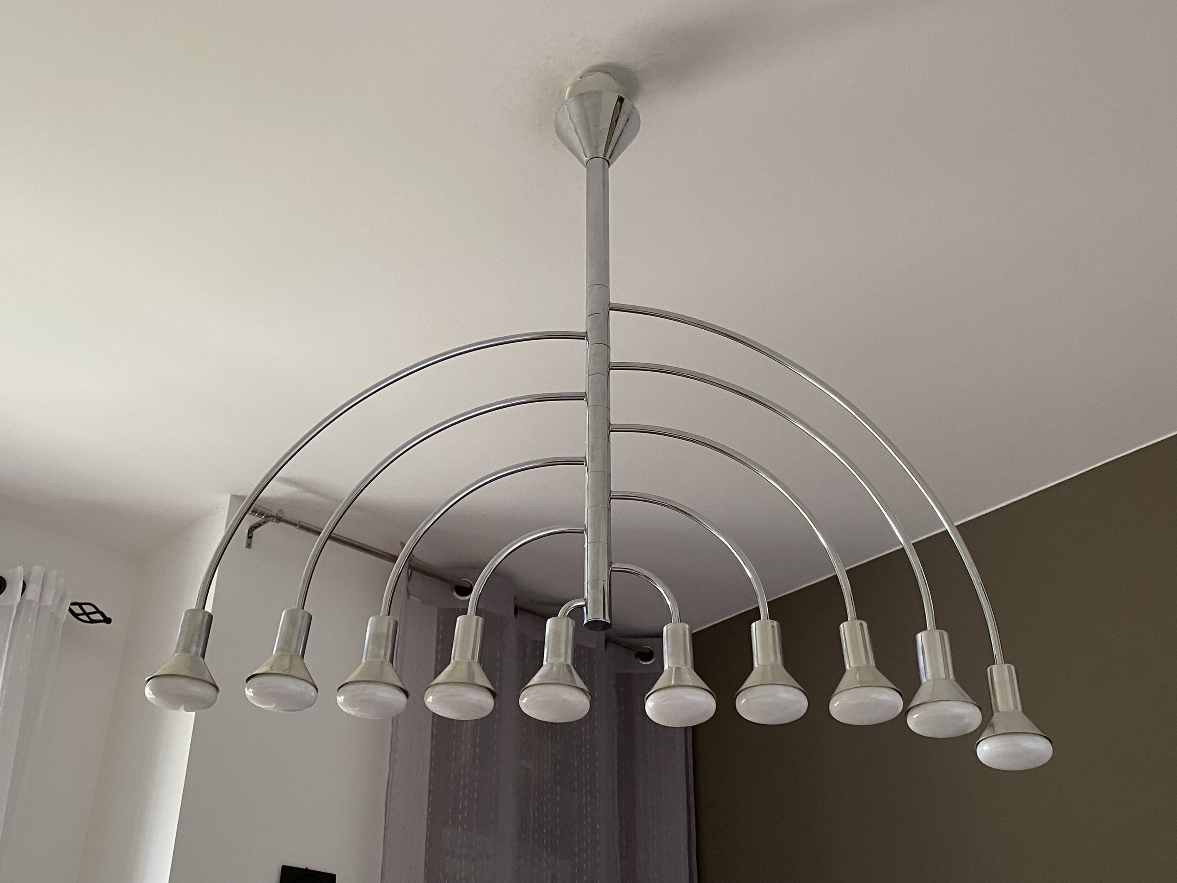 10-branched chandelier by Max Bill for Temde 1960