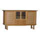 Danish oak buffet with lead glass doors, Henning Kjærnulf, Denmark, 1960s