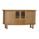 Danish oak buffet with lead glass doors, Henning Kjærnulf, Denmark, 1960s