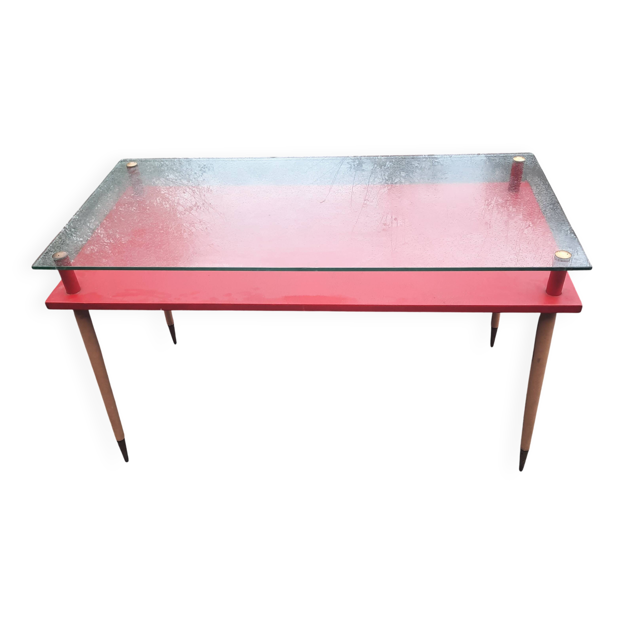 Vintage desk table with tapered legs