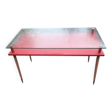 Vintage desk table with tapered legs