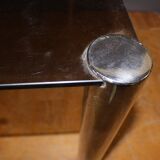 Chrome dining table and 1970 grey smoked glass