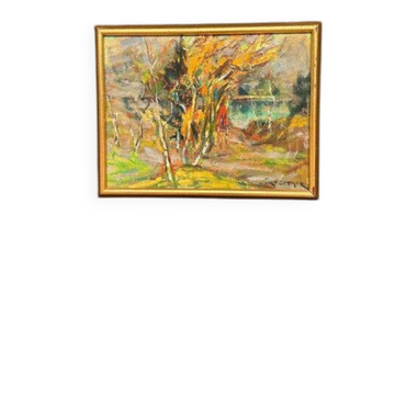 Original Swedish Oil on Panel – “Autumn Landscape” by Curt Selmer – Signed