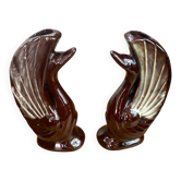 Paire de vases en céramique en forme de cygne