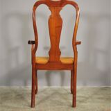 Antique Queen Anne armchair in mahogany and leather