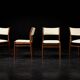 Chaises en teck et tissu beige danois modernes du milieu du siècle, ensemble de 4