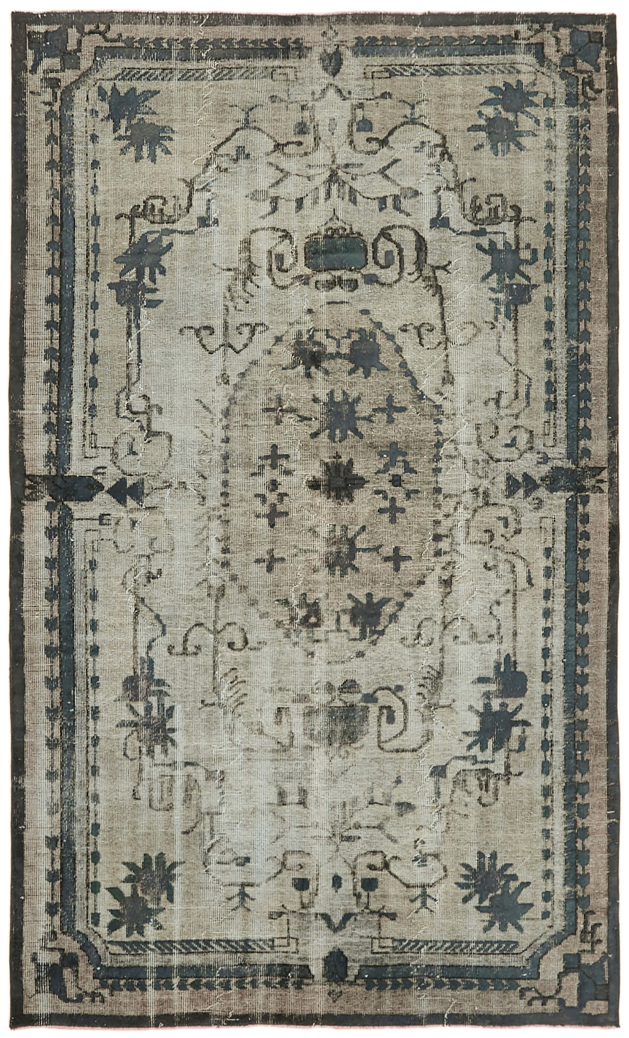 Hand-Knotted Vintage Anatolian 1980s 175 cm x 282 cm Grey Rug