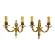 Old pair of bronze double-light wall sconces. 60s