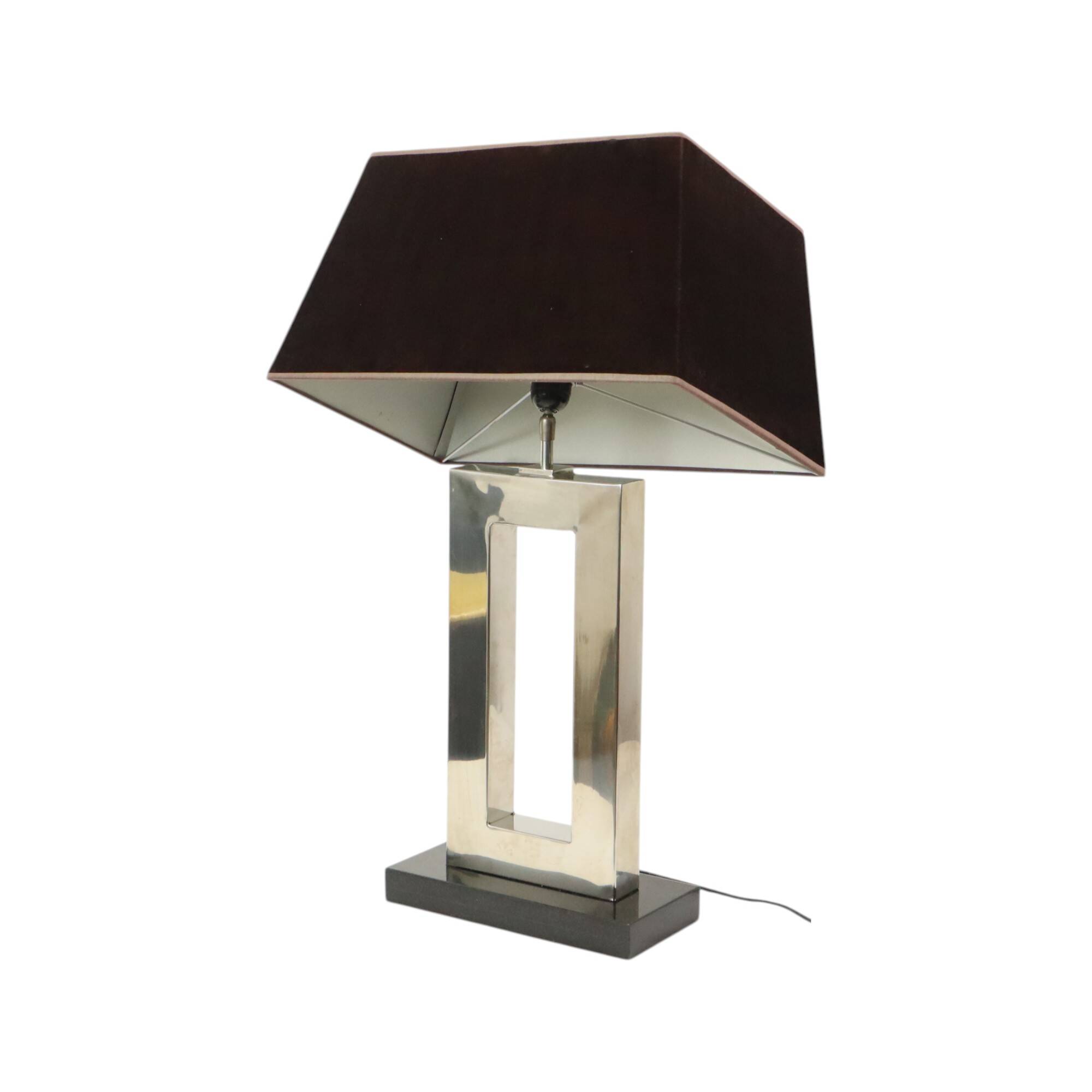 Lampe de table design Eichholtz Arlington en acier inoxydable avec base en granit 72 cm