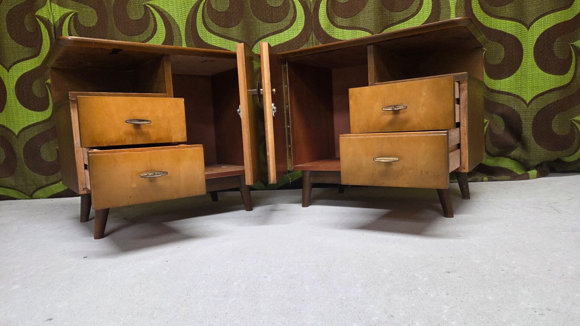 Pair of vintage bedside tables from the 1960s.