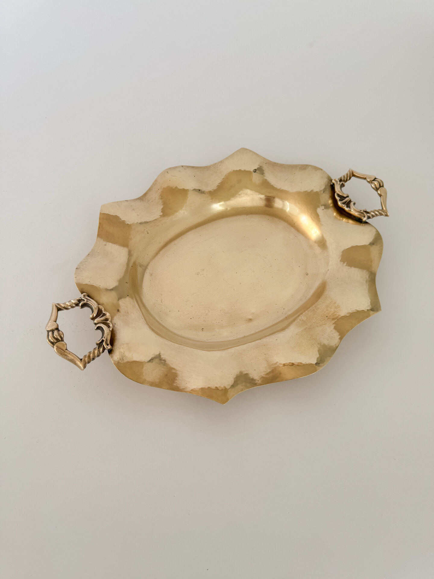Vintage Modernist Italian Ornate Brass Serving Platter
