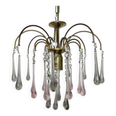 Lustre à pampilles "goutte d'eau" en verre de Murano, Italie