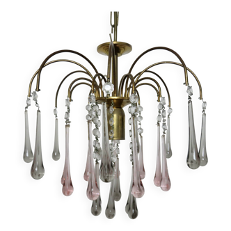 Crystal chandelier "water drop" in Murano glass, Italy