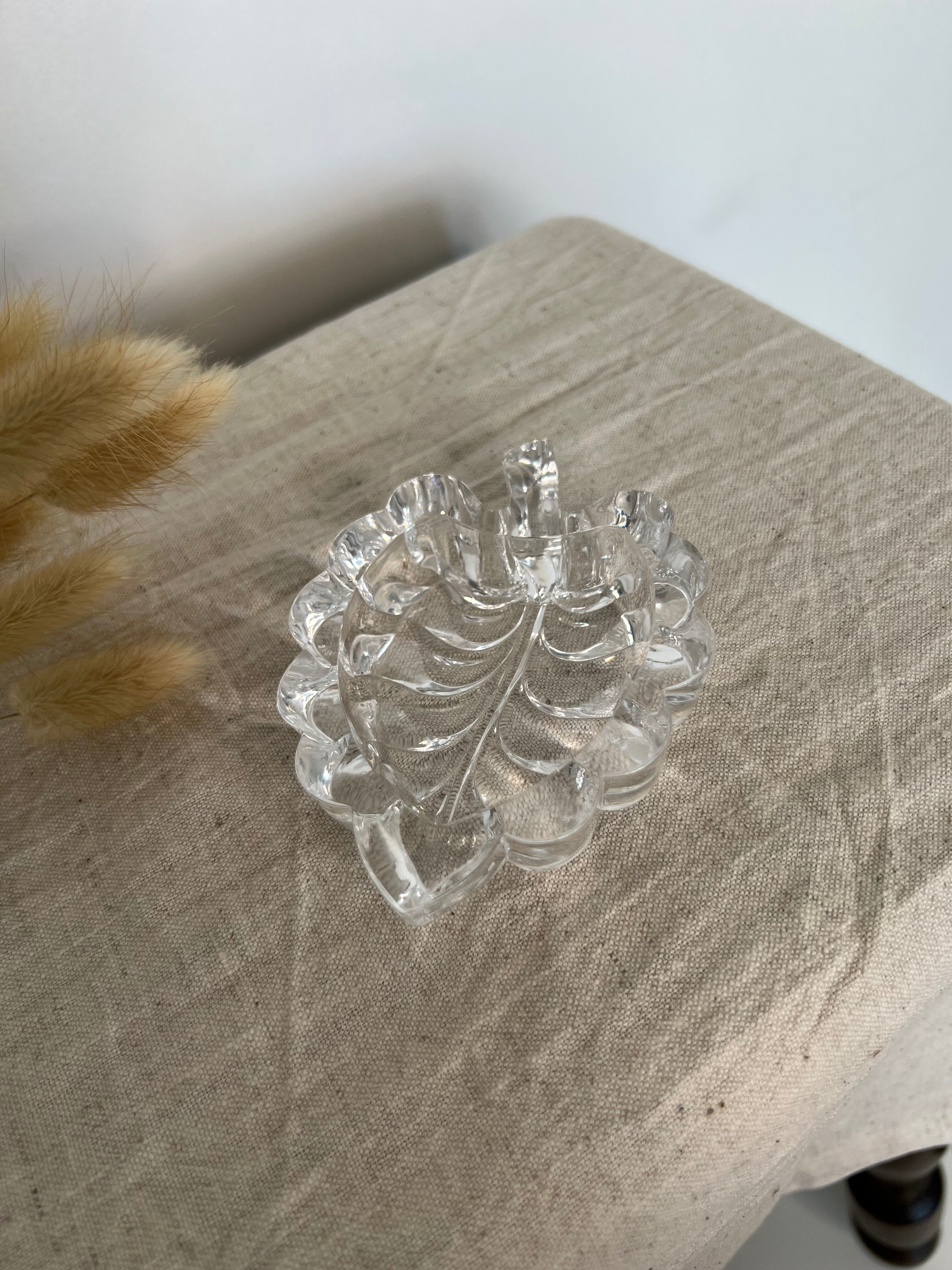 Small vintage glass and sheet shaped pocket tray