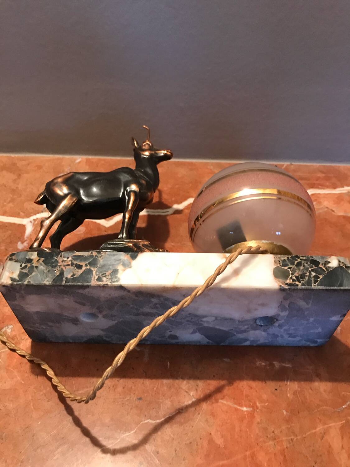 Very pretty art deco chamois table lamp