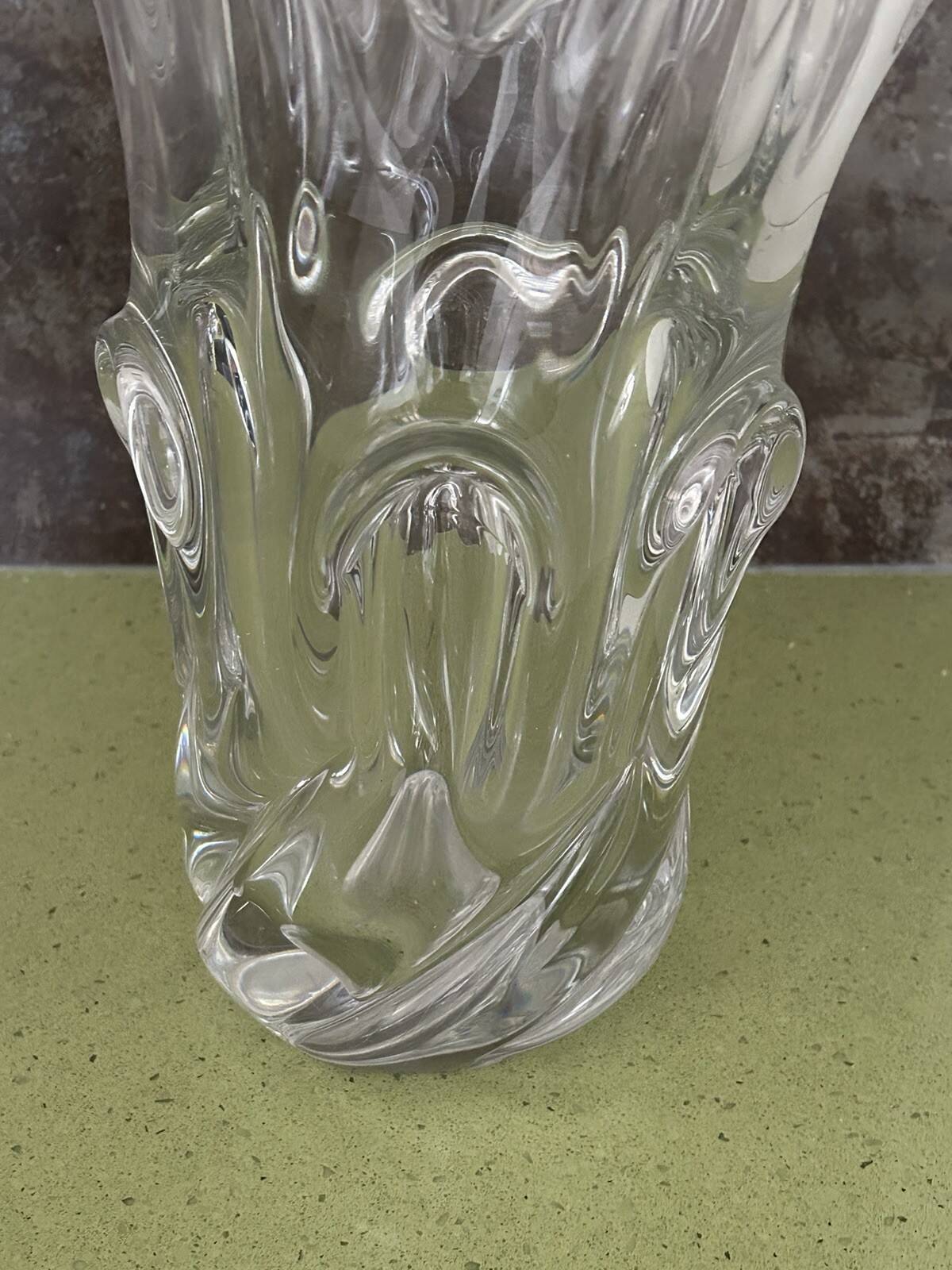 Old large giraffe vase with spikes, crystal, VANNES, Art Deco design, 35 cm.