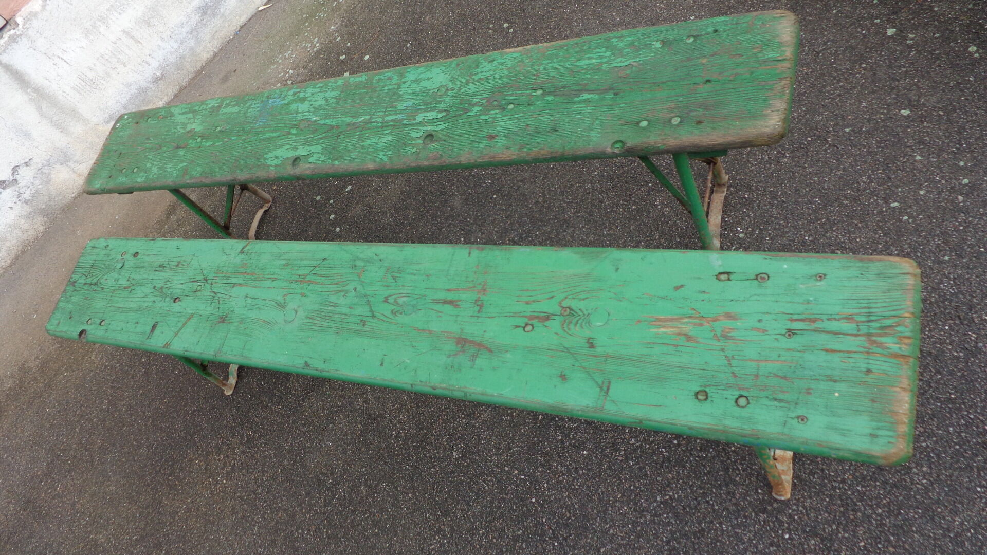 Pair of folding brewery benches