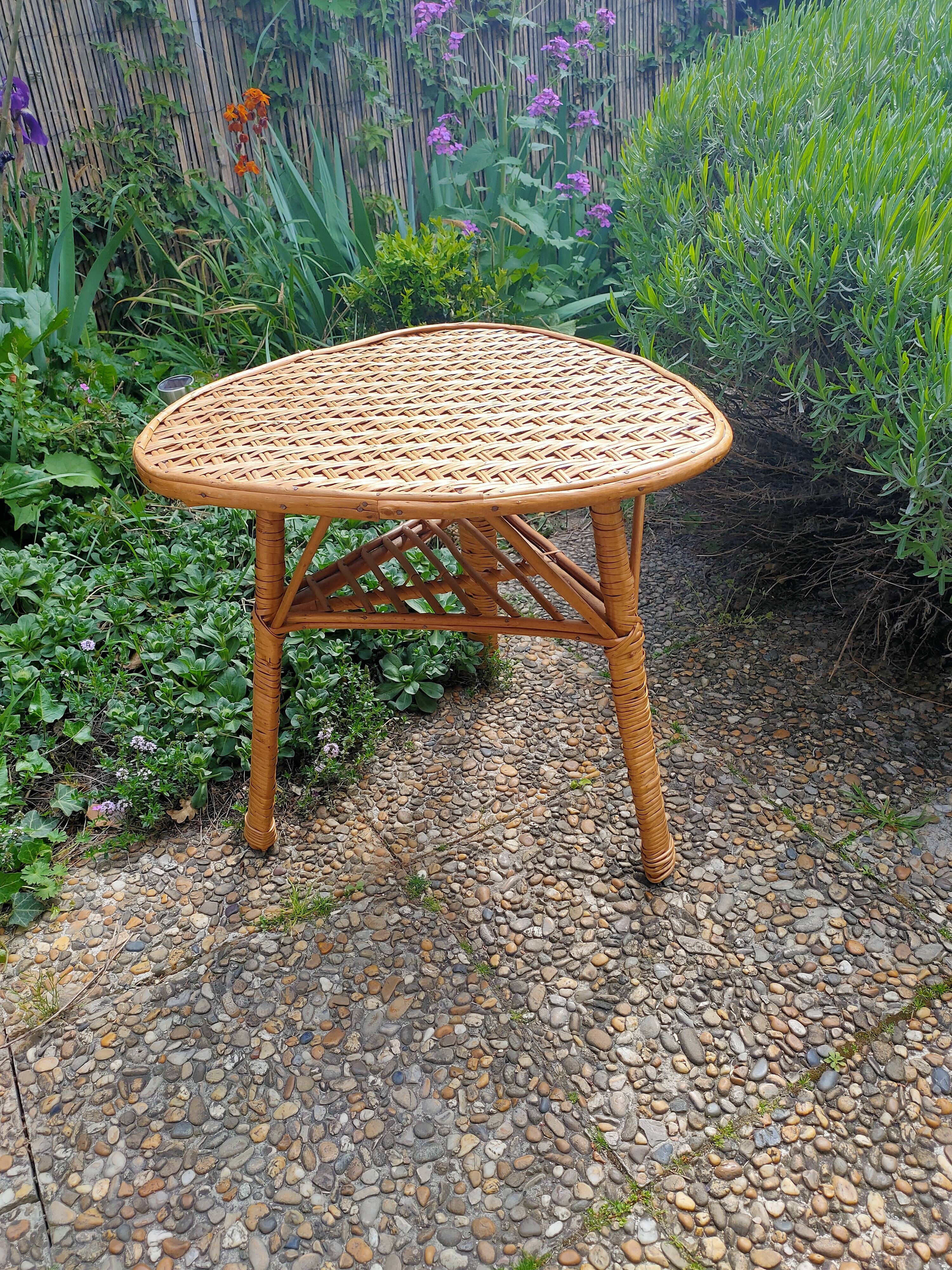 Oval rattan and wicker table