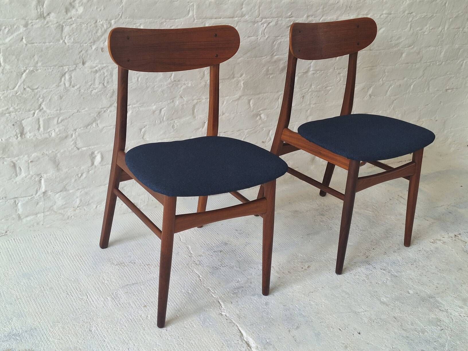 Pair of solid teak dining chairs, Denmark 1960s
