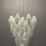 White murano glass polyhedra chandelier, 1970s