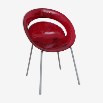 Vintage armchair plexi red Arik Levy 1979