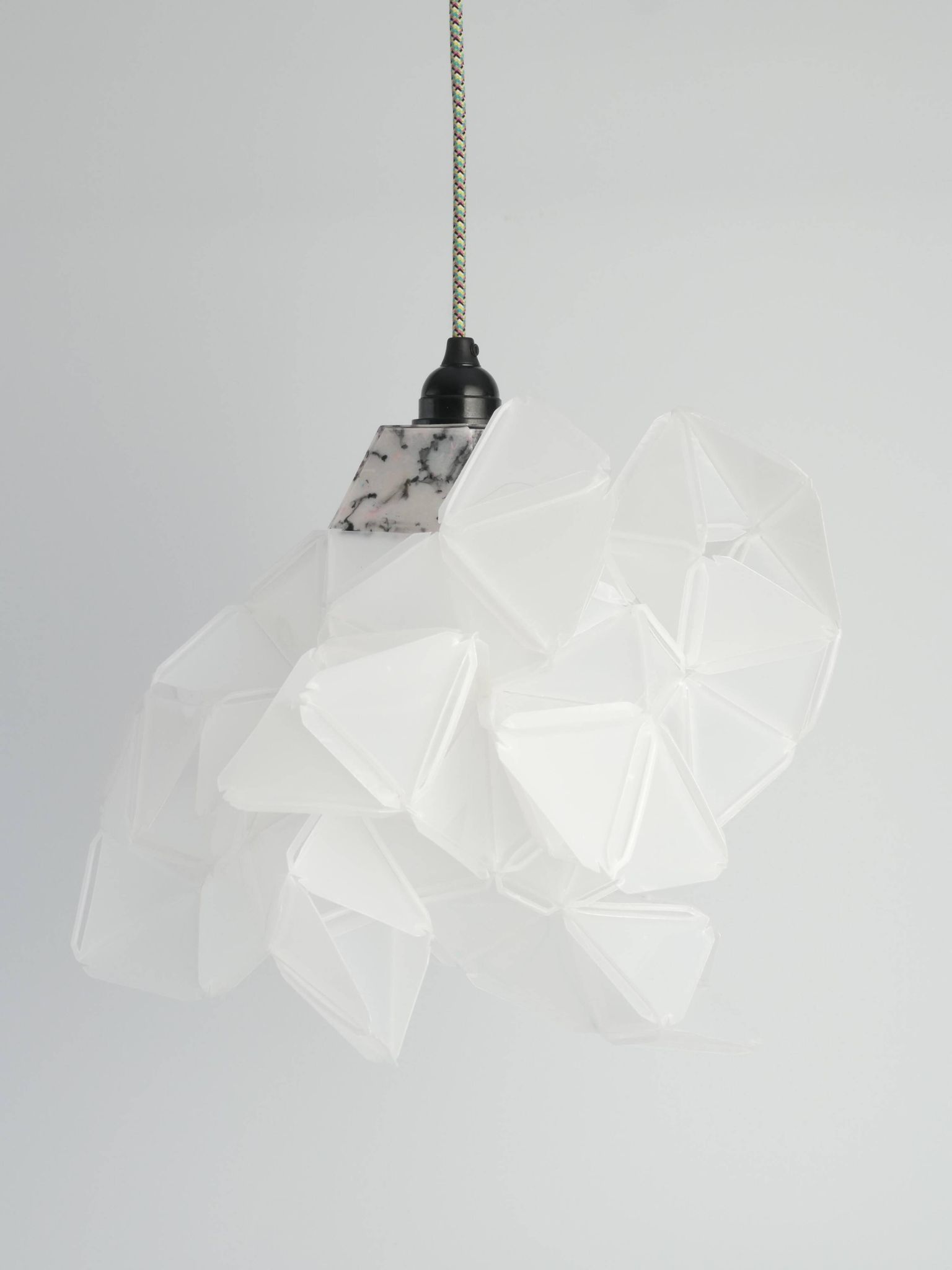 Labyrinth, Hazy, Artisan Light Sculpture with Protruding Fixture, By Republiken
