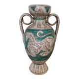 Fratelli Fanciullacci turquoise green horse ceramic vase