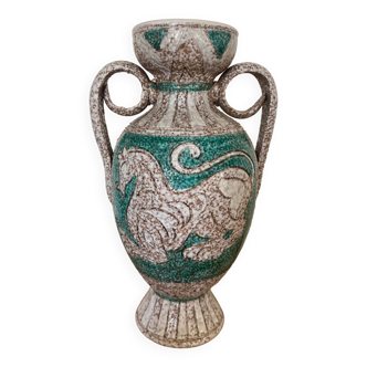 Fratelli Fanciullacci green turquoise horse ceramic vase