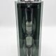 Green-grey glass and chrome metal suspension, in the style of Fontana Arte.