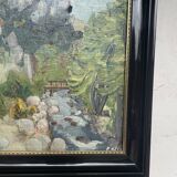 Paysage à l’huile post-impressionniste signé F. Gill