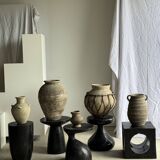 Pawn Black - Stool, side table, end table in solid mango wood.