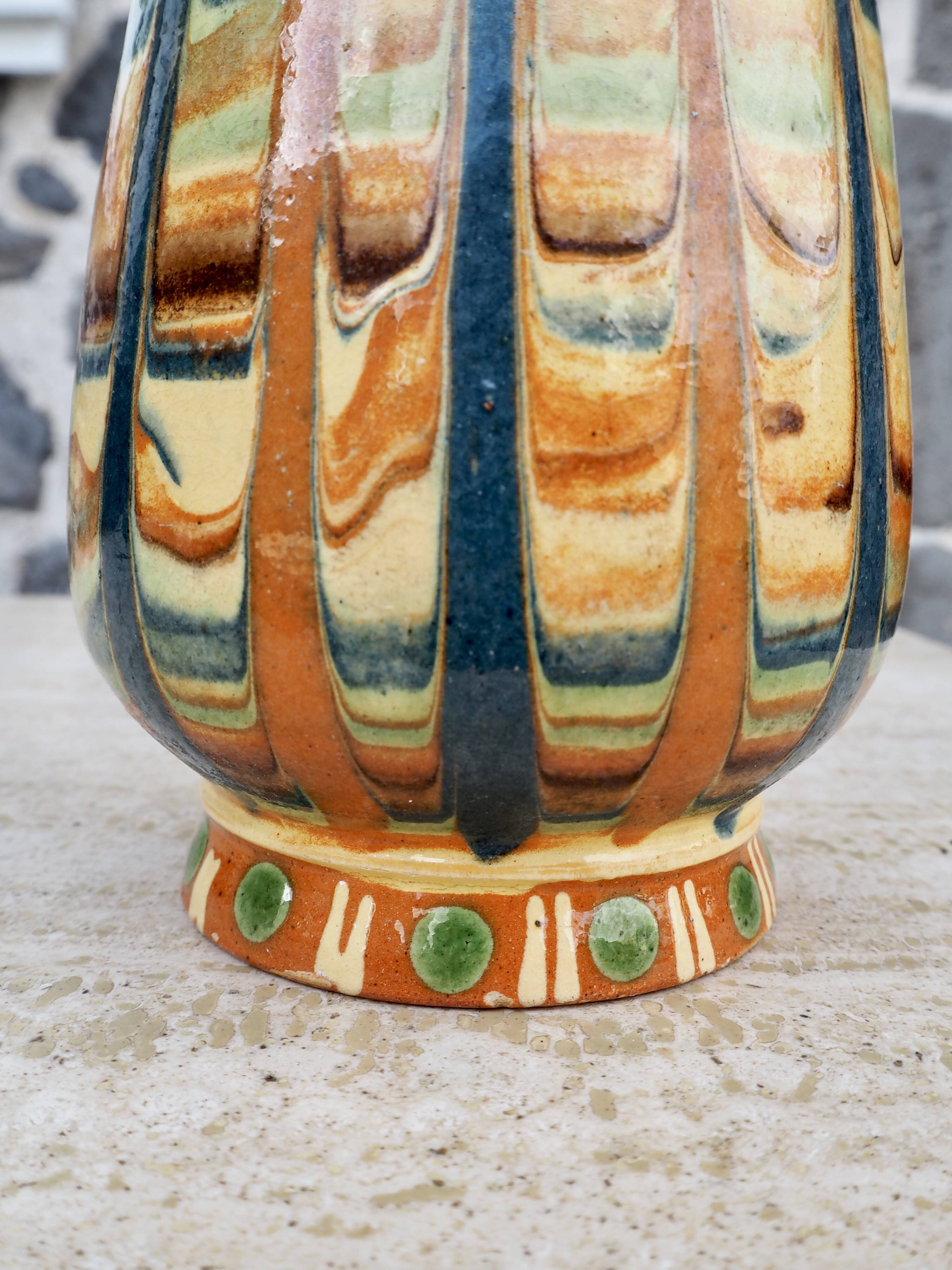 Handcrafted vase with glazes, 1970s