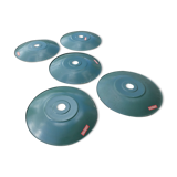 Lot of 5 green bistro lampshade in enamelled sheet metal - Souplemail