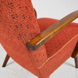 Curved wooden armchair from Ton 1960